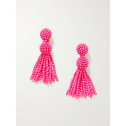 OSCAR DE LA RENTA Gold-tone beaded clip earrings