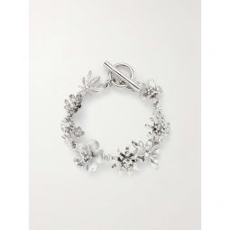 OSCAR DE LA RENTA Bloom silver-tone crystal bracelet
