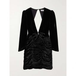 RIXO Vivi cutout crystal-embellished velvet mini dress