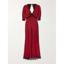 RIXO Gabrielle open-back lace-trimmed satin maxi dress
