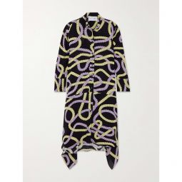 AZ FACTORY Asymmetric printed georgette midi shirt dress