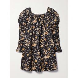 DOEN + NET SUSTAIN Sabia shirred floral-print organic cotton-poplin mini dress