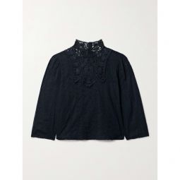 DOEN + NET SUSTAIN Essie guipure lace-trimmed broderie anglaise organic cotton-voile blouse