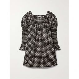 DOEN + NET SUSTAIN Sabia shirred floral-print organic cotton-poplin mini dress