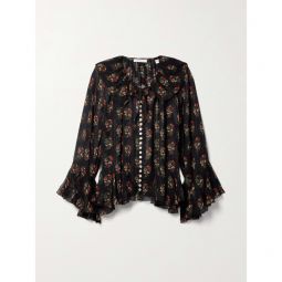 DOEN Kahira ruffled floral-print silk-georgette blouse