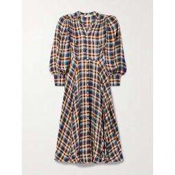 DOEN Harlow checked woven midi shirt dress
