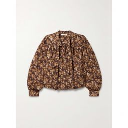 DOEN + NET SUSTAIN Norma pussy-bow floral-print cotton-poplin blouse