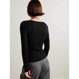 ADAM LIPPES Florentine ribbed silk and cashmere-blend top