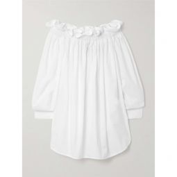 AZ FACTORY + Lutz Huelle Meryl off-the-shoulder ruffled cotton-poplin blouse