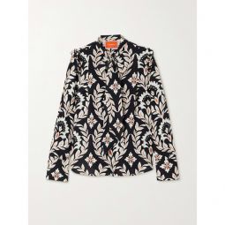 LA DOUBLEJ Ascot pussy-bow printed silk crepe de chine shirt
