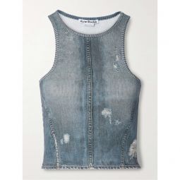 ACNE STUDIOS Elaia cropped ribbed printed cotton tank