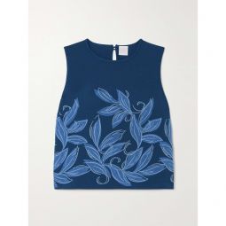 LORETTA CAPONI + NET SUSTAIN Hilary embroidered crepe tank
