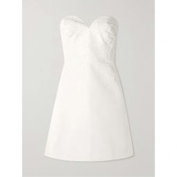 CAROLINA HERRERA Strapless bead-embellished silk-faille mini dress