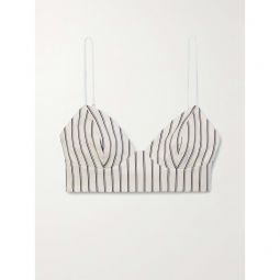ADAM LIPPES Striped cotton-twill bralette