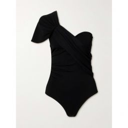 GOLDSIGN The Riza one-shoulder draped stretch-jersey bodysuit