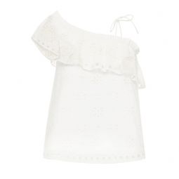 Ruffled broderie anglaise cotton top