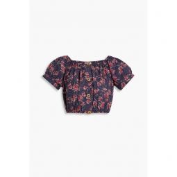 Harper cropped printed cotton top