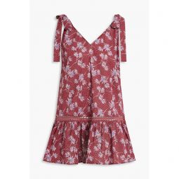 Kayla crochet-trimmed printed cotton mini dress