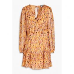 Mishka wrap-effect printed crepon mini dress
