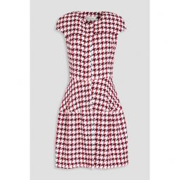 Houndstooth cotton-blend boucle-tweed dress
