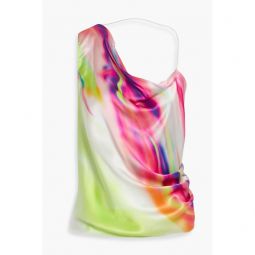 Hannah draped tie-dyed silk-satin top