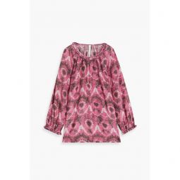 Gathered tie-dyed silk-crepe blouse