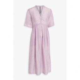 Striped silk-twill midi dress