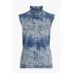Tie-dyed Liberty-print cotton-broadcloth top