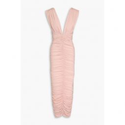Ruched stretch-jesey midi dress