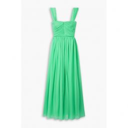 Pleated silk-chiffon maxi dress