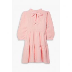 Giselle bow-detailed tiered cotton-seersucker mini dress