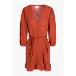 Alessandra cotton-gauze mini wrap dress