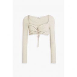 Cropped melange cotton-jersey top