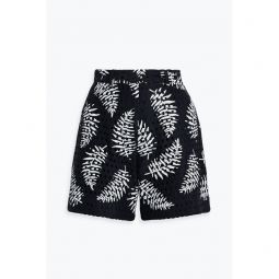 Printed cotton-macrame shorts