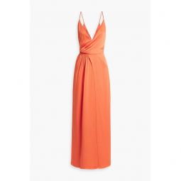 Rose shirred satin-crepe maxi dress