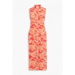 Parkin camouflage-print washed-silk midi shirt dress