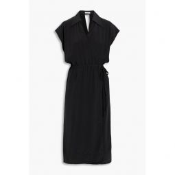 Karina washed-silk midi wrap dress