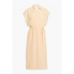 Karina cutout washed-silk midi wrap dress