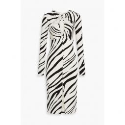 Eleanor cutout ruched zebra-print stretch-jersey midi dress