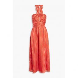 Reid cutout striped georgette halterneck midi dress