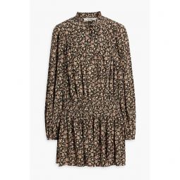 Essex shirred floral-print silk crepe de chine mini dress