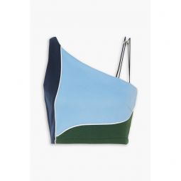 Twice as Nice cropped color-block cotton-jersey top