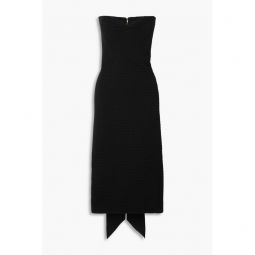 Strapless bow-embellished cloque dress