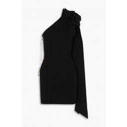 MyBody one-shoulder bow-embellished stretch-knit mini dress