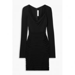 Pintucked stretch-jersey mini dress
