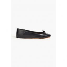 Clarita bow-detailed leather collapsible-heel ballet flats