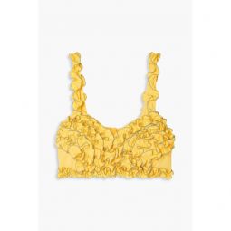 Nora ruffled cotton-pique bra top