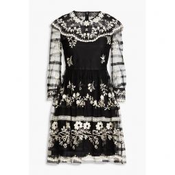 Embellished lace mini dress