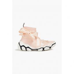 Glam Run satin-trimmed stretch-knit high-top sneakers