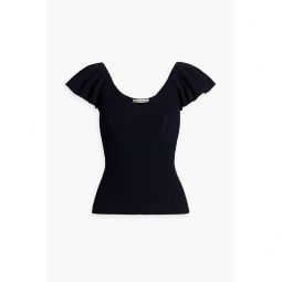 Ruffled ribbed-knit top